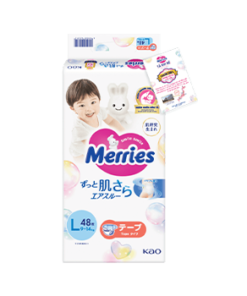 Tã dán Merries (L, 9-14kg, 48 miếng)