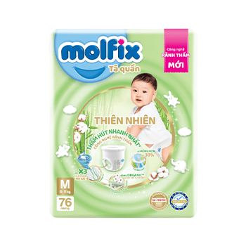 Tã quần Molfix thiên nhiên M76 (6- 11kg)