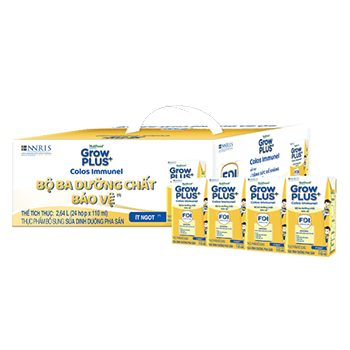 Thùng sữa dinh dưỡng pha sẵn GrowPLUS+ Colos Immunel 110ml (trên 1 tuổi) (thùng 6 lốc, 24 hộp)