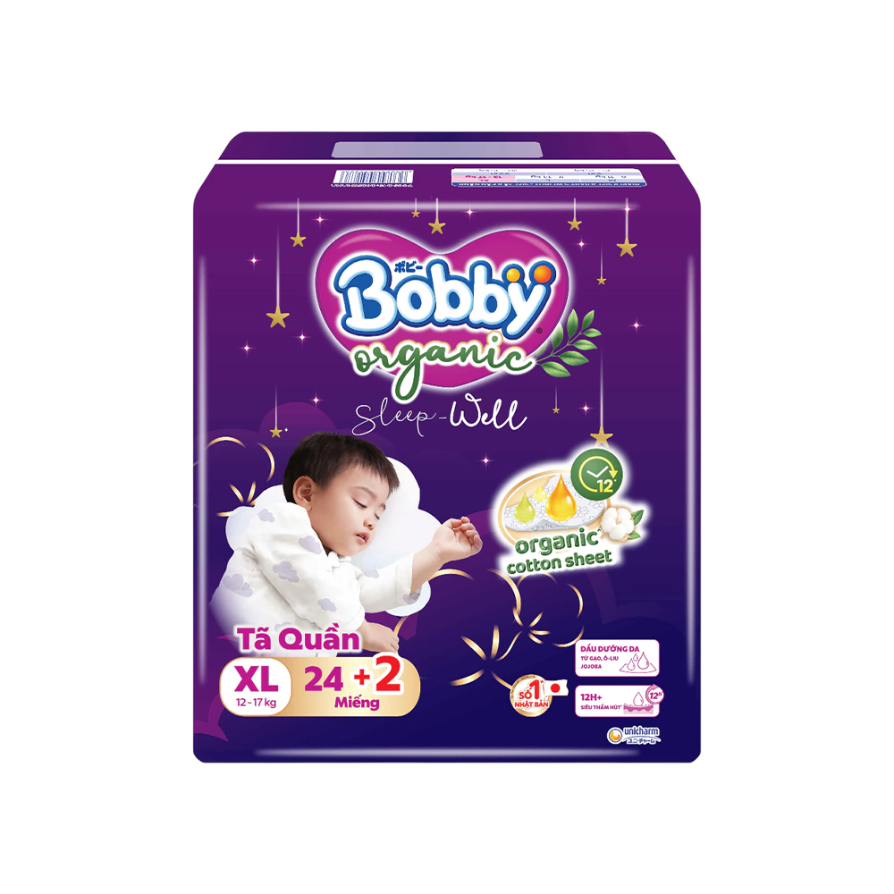 Tã Bỉm Boby Đêm organic Sleep Well Size XL